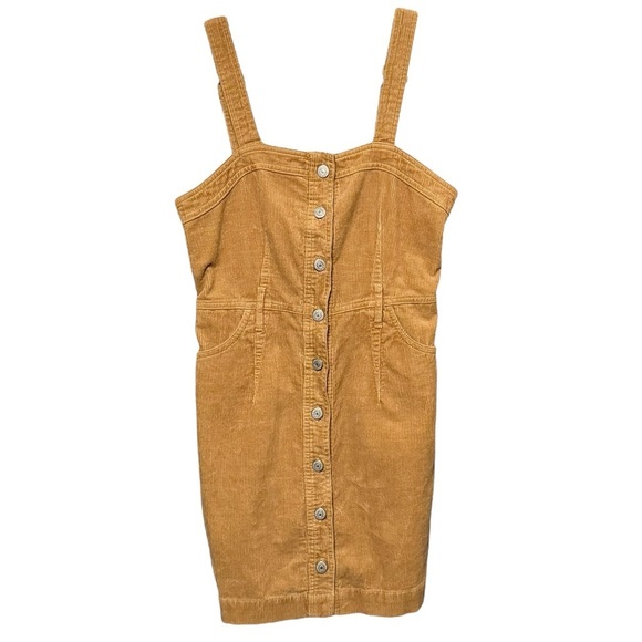 Levi’s Fiorella Corduroy Tan Button Down Front Mini Jumper Dress size XS - Picture 4 of 16